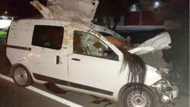Photo of Chocó a un caballo y quedó incrustado en su camioneta